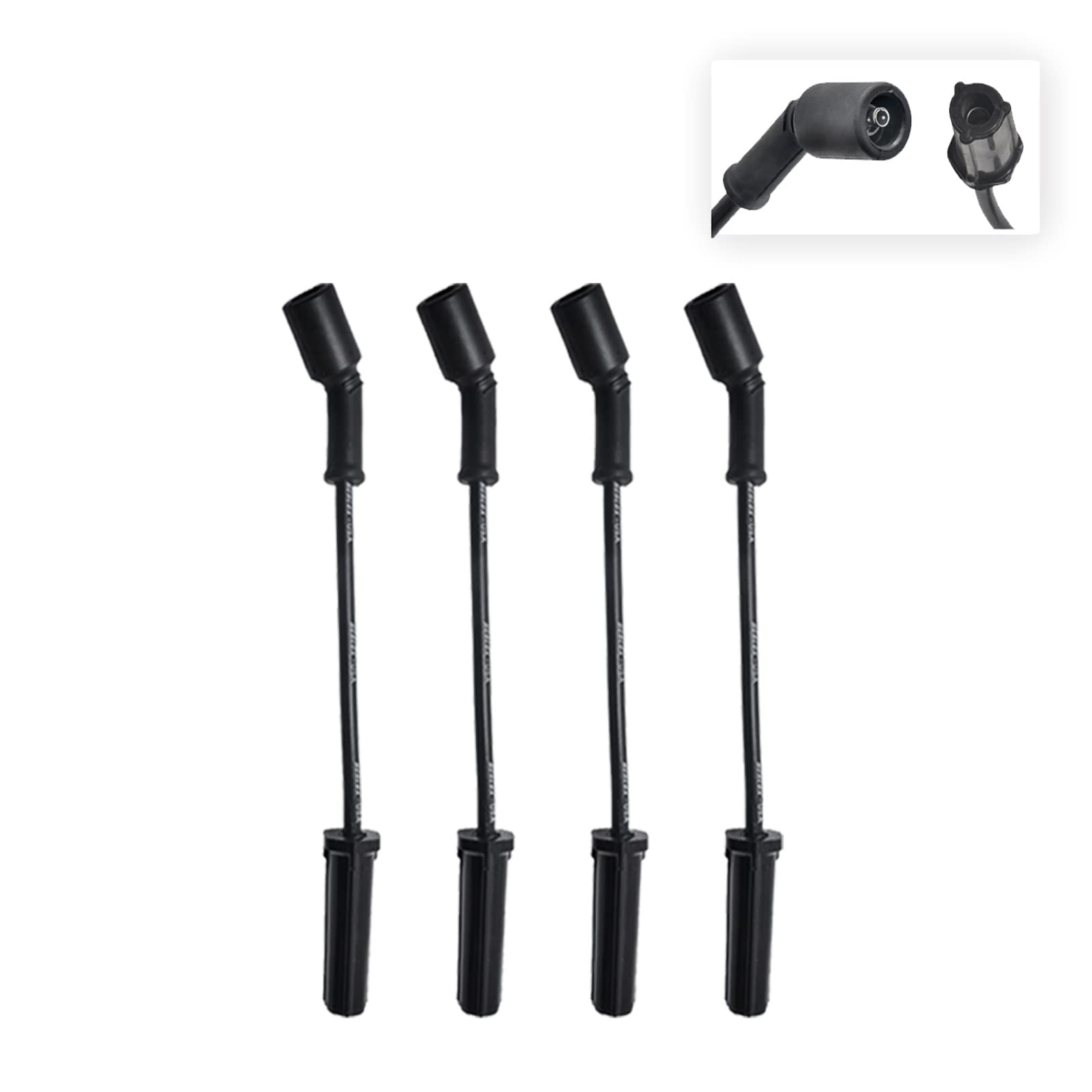 4 GM 12573190 Ignition Coils & 4 Herlux Spark Plug Wires with Heat Shield - Compatible with Chevy, GMC, Buick, Cadillac Vehicles - Perfect for Engine Tune-Ups & Performance Upgrades