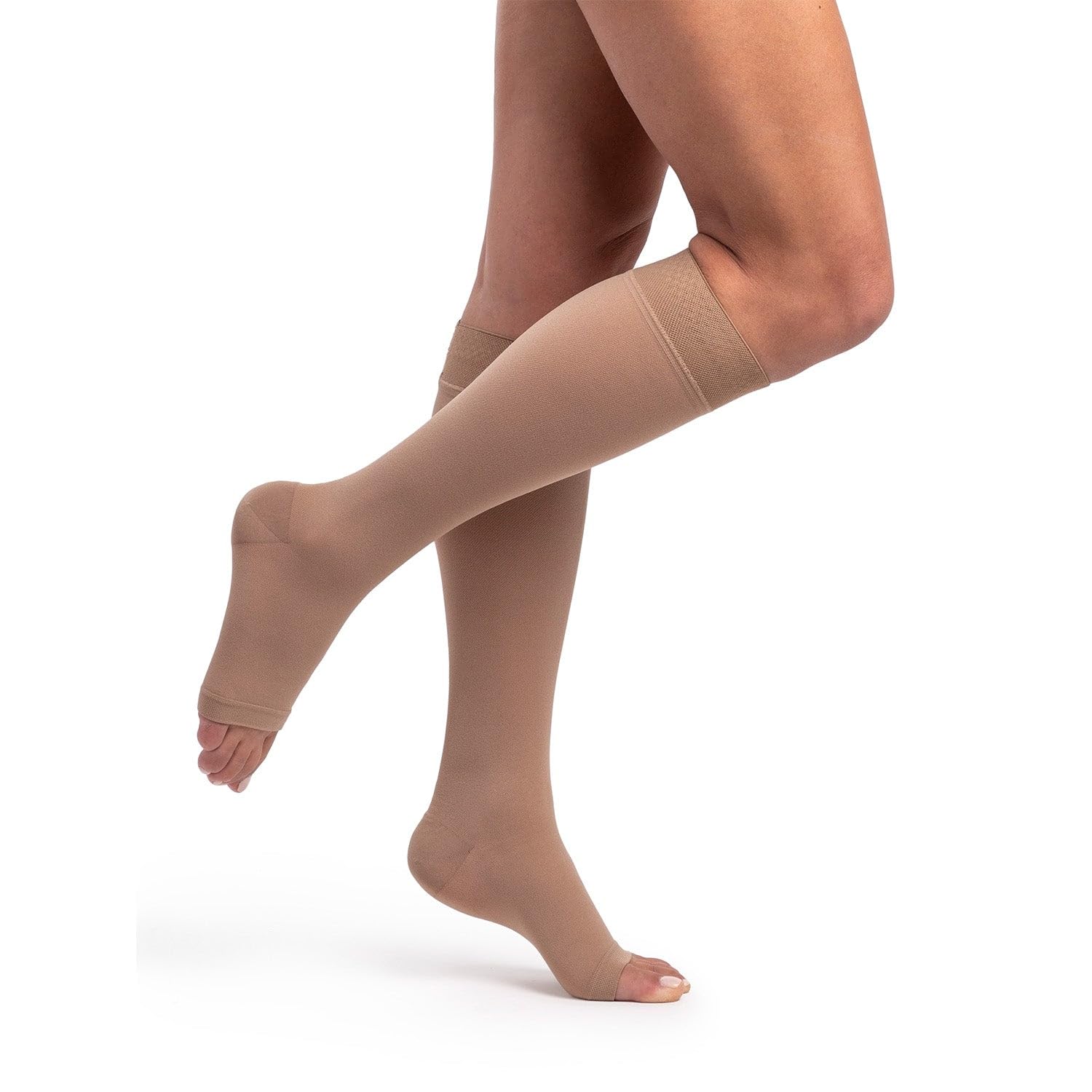 Sigvaris Dynaven 971 15-20 mmHg Open Toe Knee High Compression Stockings with Grip Top - Light Beige XS - Medical Support Socks for Varicose Veins, Edema & Post-Surgery Recovery