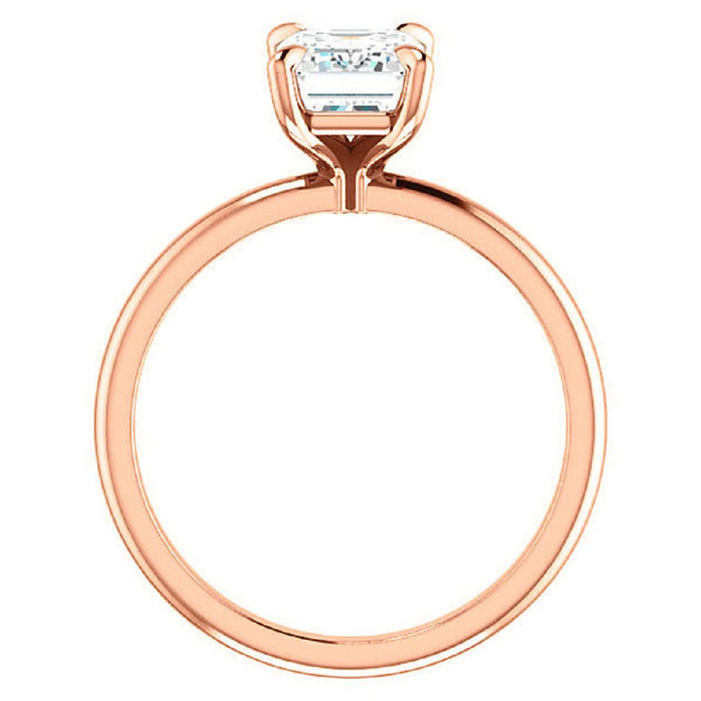 10K Solid Rose Gold Handmade Engagement Ring Set - 2.0 CT Emerald Cut Moissanite Diamond Solitaire Wedding Band for Women | Proposal, Anniversary & Bridal Jewelry Gift | Perfect for Romantic Occasions & Special Moments