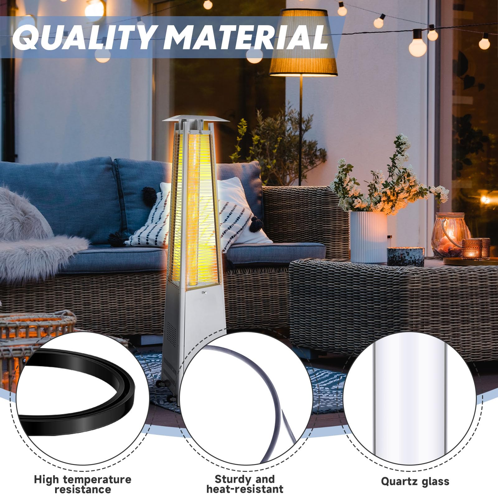VIHOSE 49.5 x 4 Inch Quartz Glass Tube with Silicone Ring - Replacement Patio Heater Parts for Outdoor Home, Garden & Restaurant Use (2 Pack) - Durable Clear Heating Glass Tube Accessories for Patio, Deck & Backyard