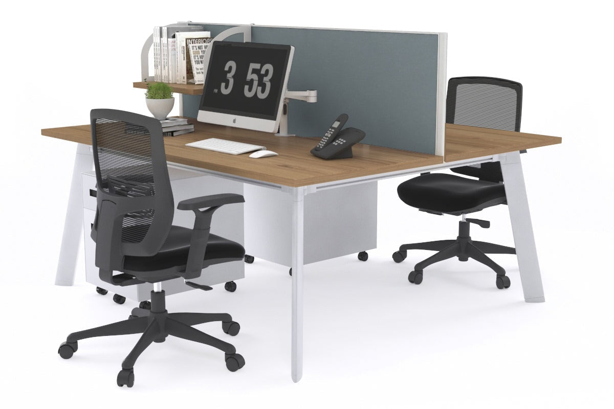 2-Person Workstation with White Frame - 1800L x 700W - Perfect for Office, Home Office, and Collaborative Workspaces