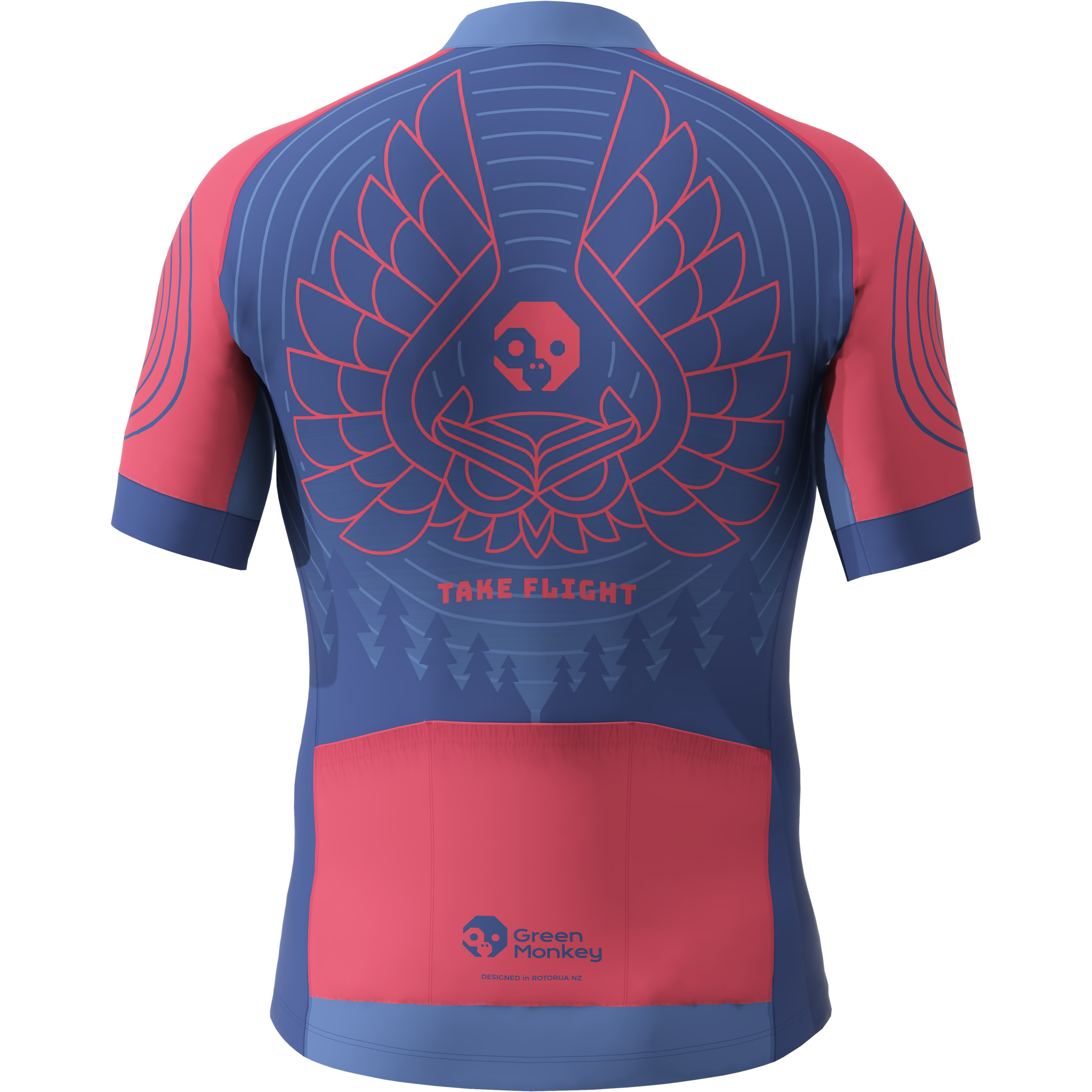 GREENMONKEY x VON GLITSCHKA Flying Owl Graphic T-Shirt - Red & Blue Color Block Design | Trendy Streetwear for Men & Women | Perfect for Casual Wear, Concerts, and Urban Fashion