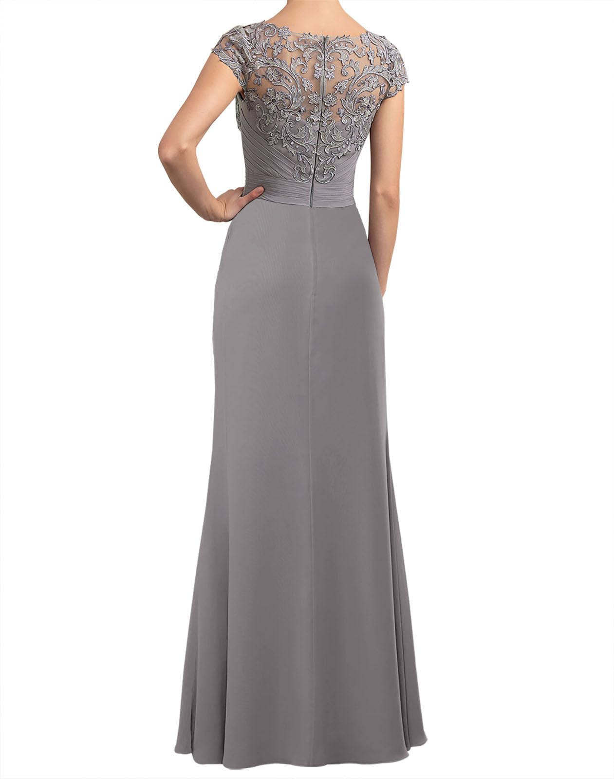 Elegant Mother of The Bride Dress - Cap Sleeve Long Formal Gown with Scoop Neck for Women | Perfect for Weddings, Proms & Special Occasions