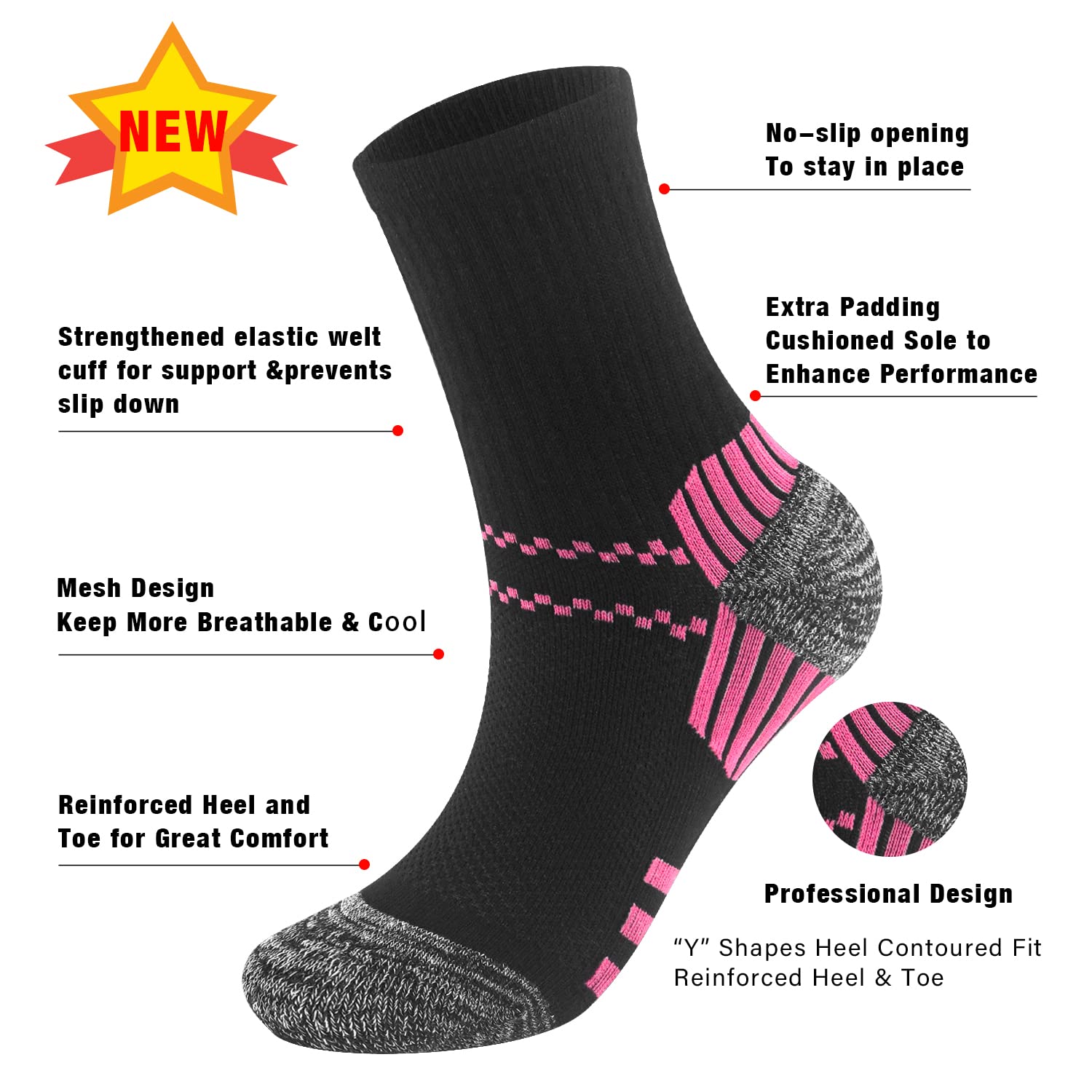 **Iseasoo Compression Socks for Women & Men - Circulation Support, Plantar Fasciitis Relief, Athletic Running Socks - Perfect for Workouts, Travel & Recovery**