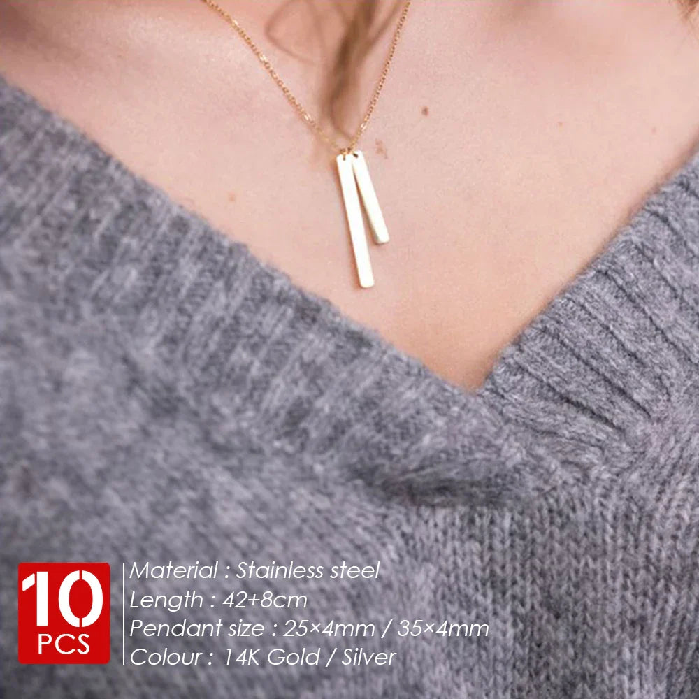 10PCS Stainless Steel Gold Pendant Necklaces for Women - Fashion Minimalist Short & Long Statement Collar Jewelry Set - Perfect for Gifts, Parties, and Everyday Wear
