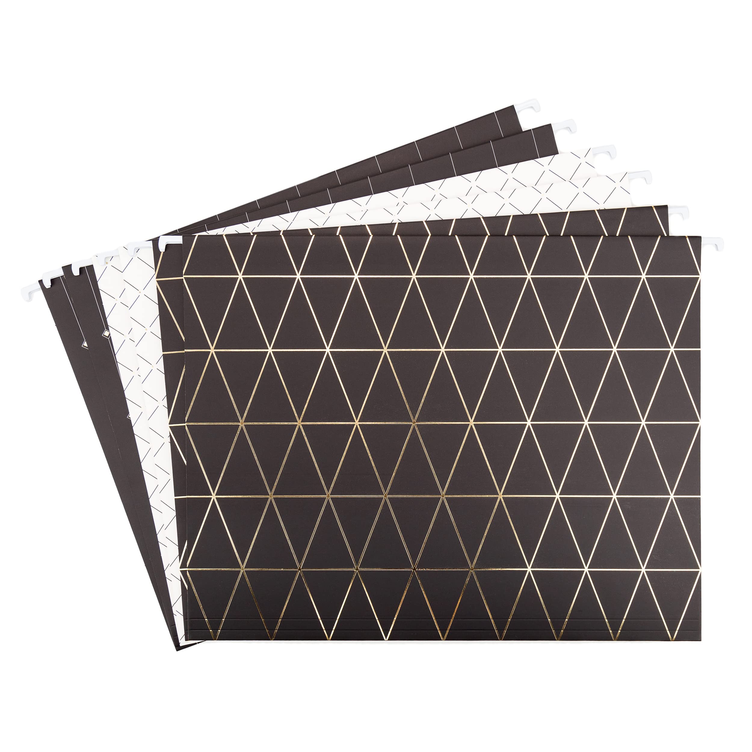 U Brands Classic Hanging File Folders Set - 6 Count, Black Gold & White, FSC Certified Office Supplies for Filing Cabinets, Document Organization & Home Office Storage
