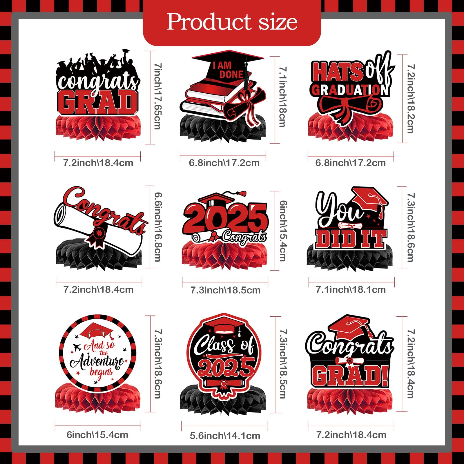 2025 Graduation Table Centerpieces - Red & Black Decor for Class of 2025 Graduation Party | Perfect for Graduation Ceremony Decorations, Banquet Tables, and Commencement Celebrations