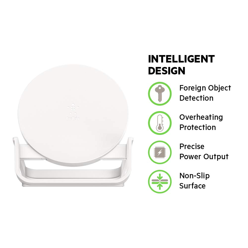 Belkin Boost Up 10W Wireless Charging Stand - Fast Qi-Certified Charger for iPhone, Samsung, AirPods | Perfect for Home, Office & Nightstand Charging