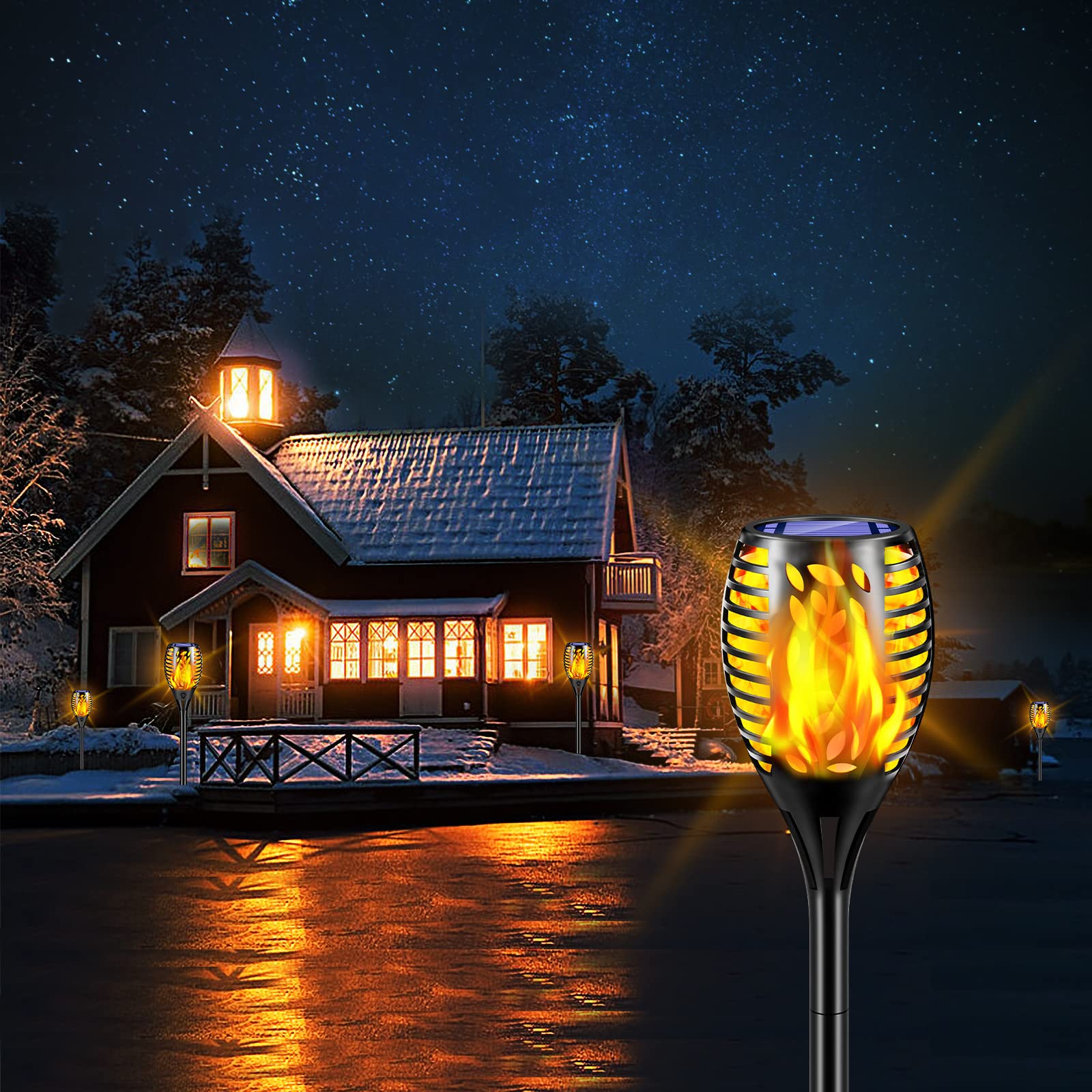 TomCare Solar Torch Lights Outdoor - Waterproof Flickering Flame Solar Lights for Garden, Patio, Yard - Perfect for Landscape Lighting, Pathway Illumination & Backyard Decor