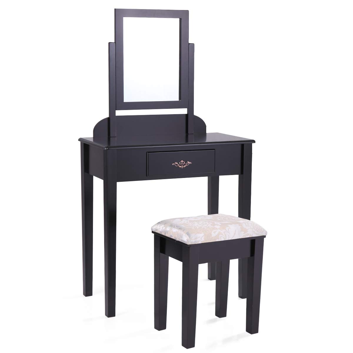 Vanity Desk with Swivel Mirror & Soft Stool - Modern Makeup Dressing Table with Drawers, White Bedroom Vanity Set for Women & Girls | Perfect for Makeup, Skincare & Jewelry Organization in Home, Studio or Dorm Room