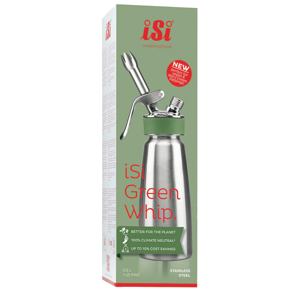 iSi Eco Series Green Whipped Cream Dispenser 1 Pint (16 oz) - Perfect for Desserts, Coffee, Cocktails & Home Baking