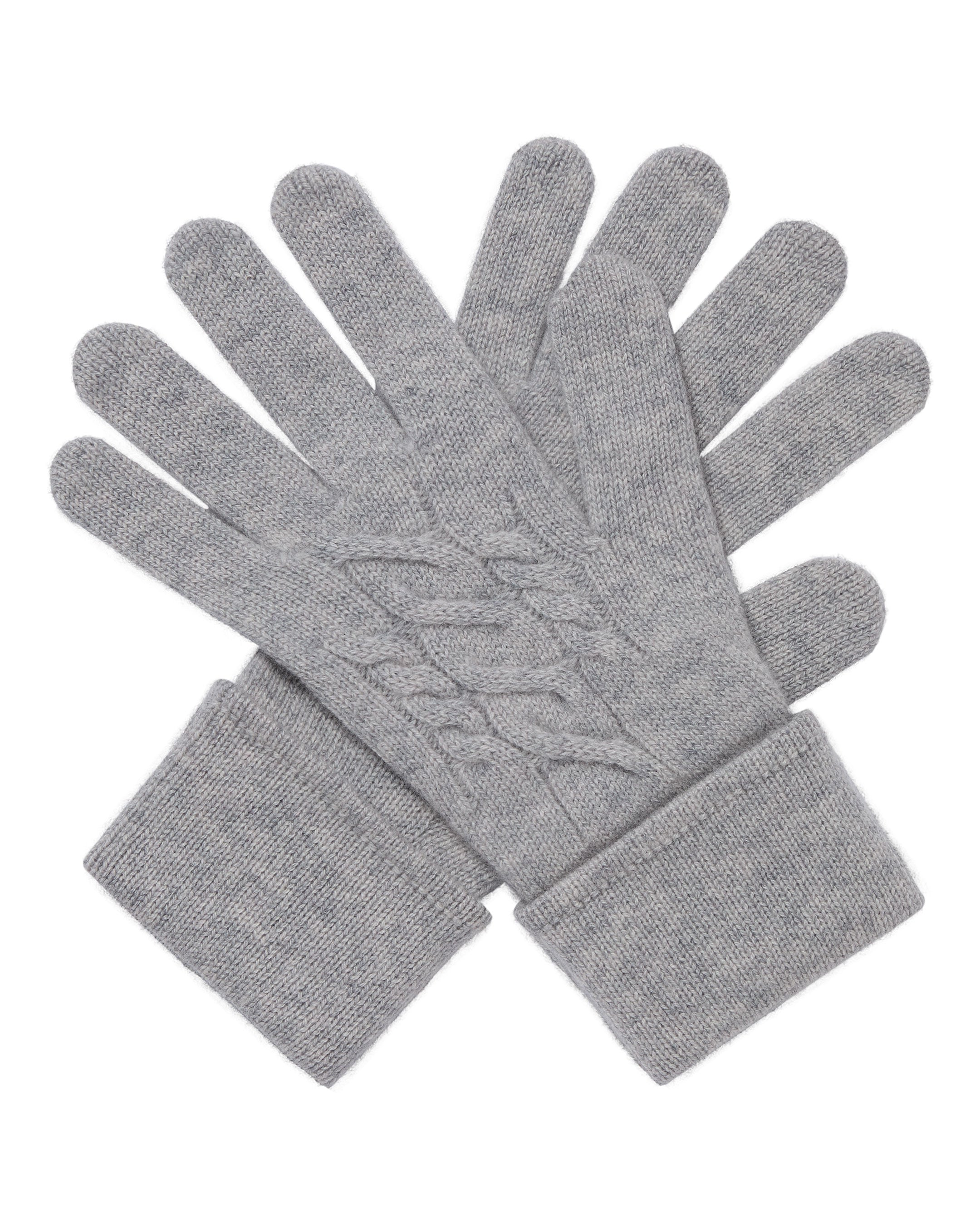Luxury Women's Cable Knit Cashmere Gloves - Soft & Warm Fumo Grey for Winter Fashion & Outdoor Activities