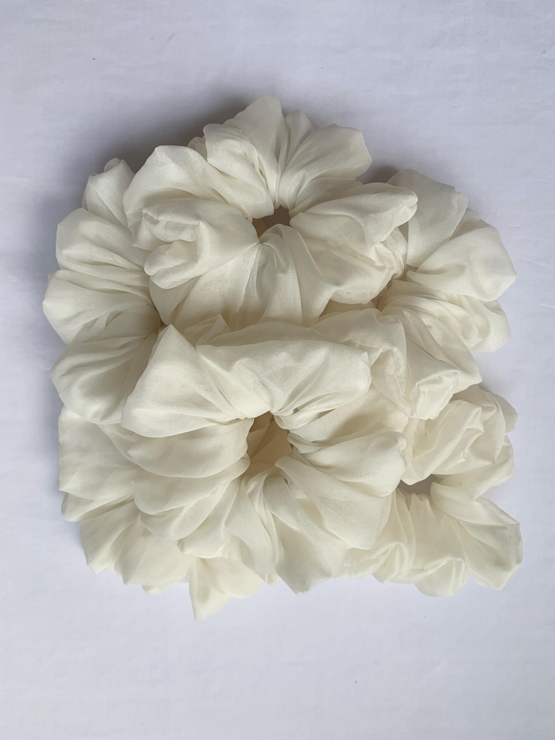 Premium Satin Scrunchies for Women - Soft Handmade Hair Ties & Hair Bands - All Season Hair Accessories (White) - Perfect for Workouts, Office & Everyday Styling