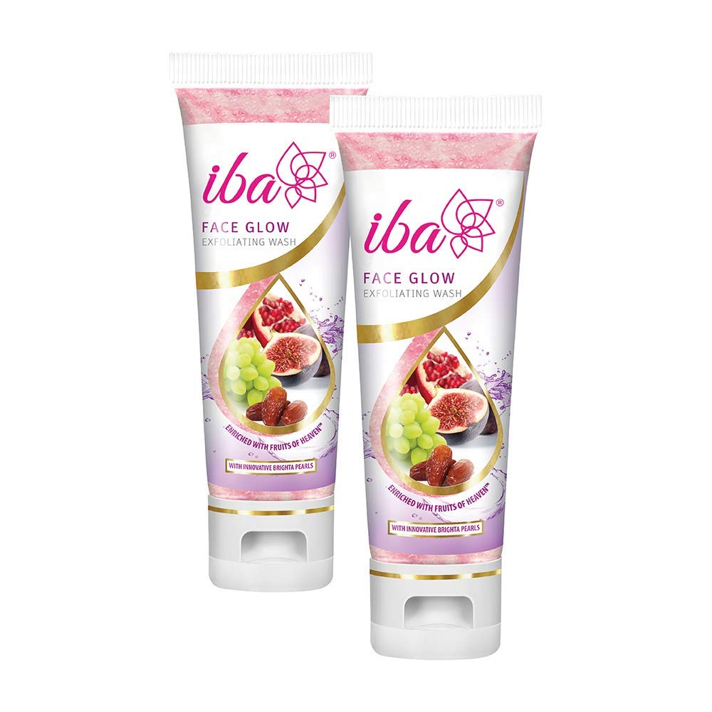 Iba Face Glow Exfoliating Wash - Sulfate Free & Paraben Free Facial Cleanser, 100ml (Pack of 2) - Gentle Exfoliation for All Skin Types, Halal Certified & Vegan - Perfect for Daily Skincare Routine & Acne-Prone Skin