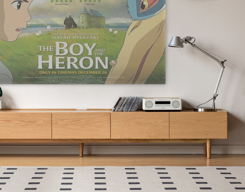 Solid Oak Wood Modern Large TV Stand Floor Cabinet - Stylish Living Room Entertainment Center for Flat Screen TVs