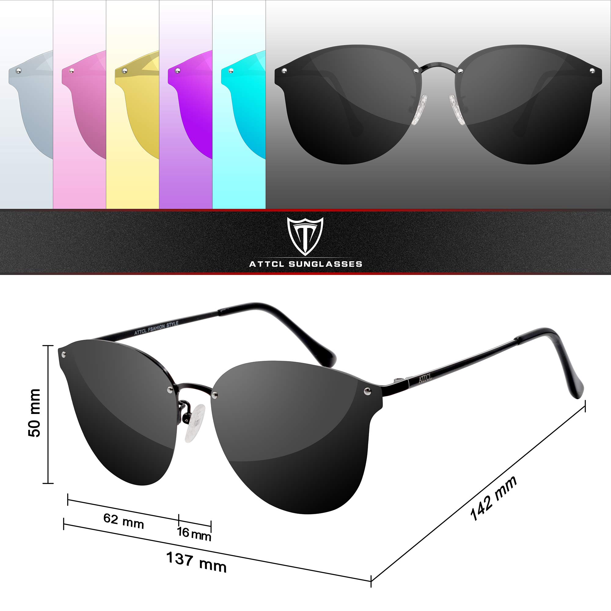 ATTCL Polarized Sunglasses for Women - Metal Frame UV Protection Mirrored Lens - Perfect for Driving, Beach & Outdoor Activities