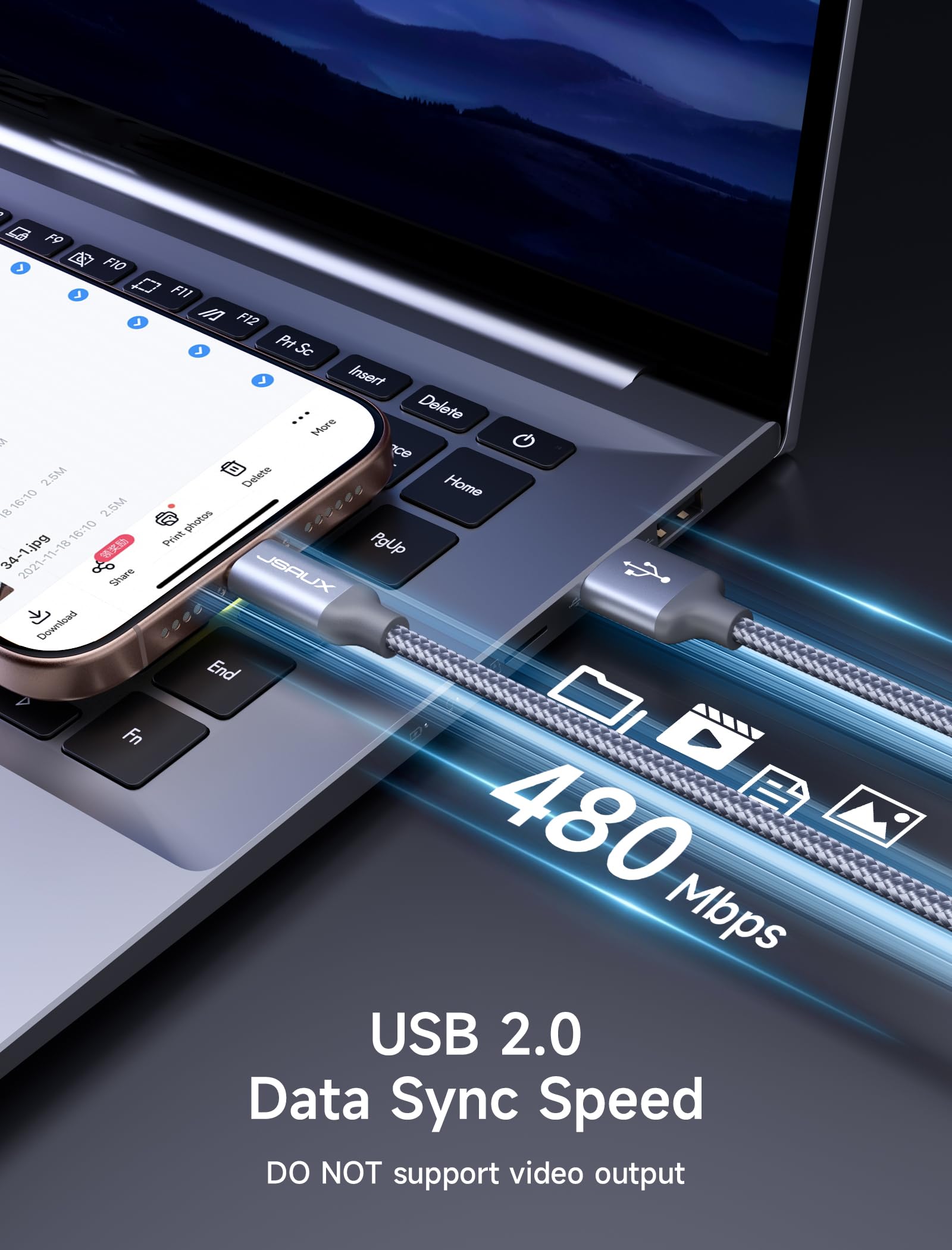 JSAUX 5-Pack USB C to USB A Cable 3.3ft Fast Charging Cord (3A) - Compatible with iPhone 16/16 Plus/16 Pro/16 Pro Max/15 Series, Samsung Galaxy S20/S10/S9, Note 20/10, CarPlay, LG - Grey | Perfect for Home, Office & Car Charging