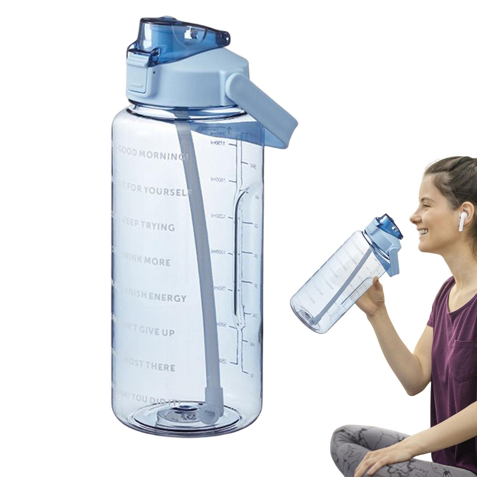 2L Large Water Bottle with Time Marker & Fruit Infuser - Leak-Proof Sports Bottle for Gym, Fitness & Outdoor Activities | Perfect for Hydration Tracking & Fruit-Infused Drinks During Workouts, Hiking & Sports
