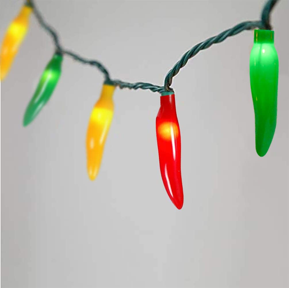 Colorful 13.6Ft Chili Pepper String Lights - 35 LED Christmas Lights in Red, Green & Yellow | Waterproof Connectable Decorative Lights for Outdoor, Indoor, Xmas Party, Kitchen, Garden & Patio Decorations