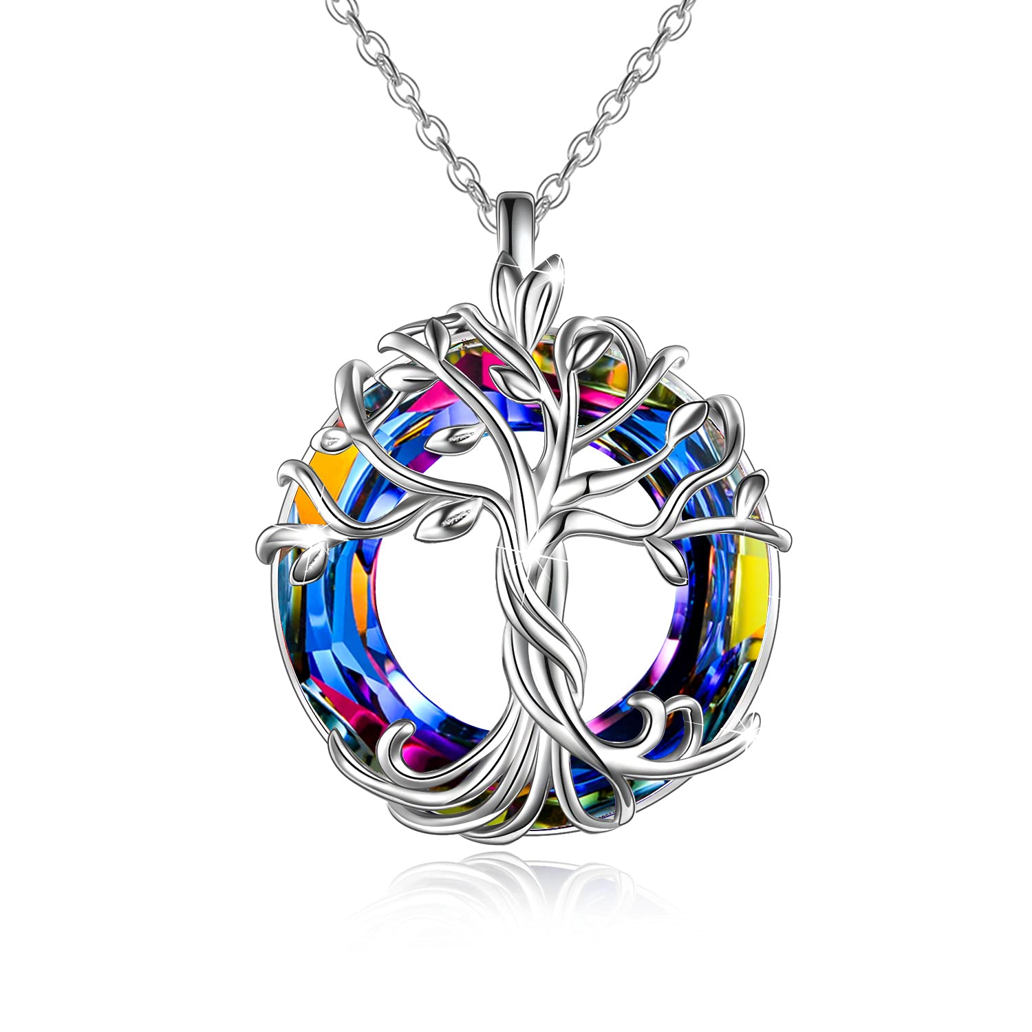 TOUPOP 925 Sterling Silver Tree of Life Necklace for Women - Austrian Crystal Family Jewelry - Elegant Gift for Mom, Mother's Day, Birthday - Perfect for Weddings, Anniversaries & Special Occasions