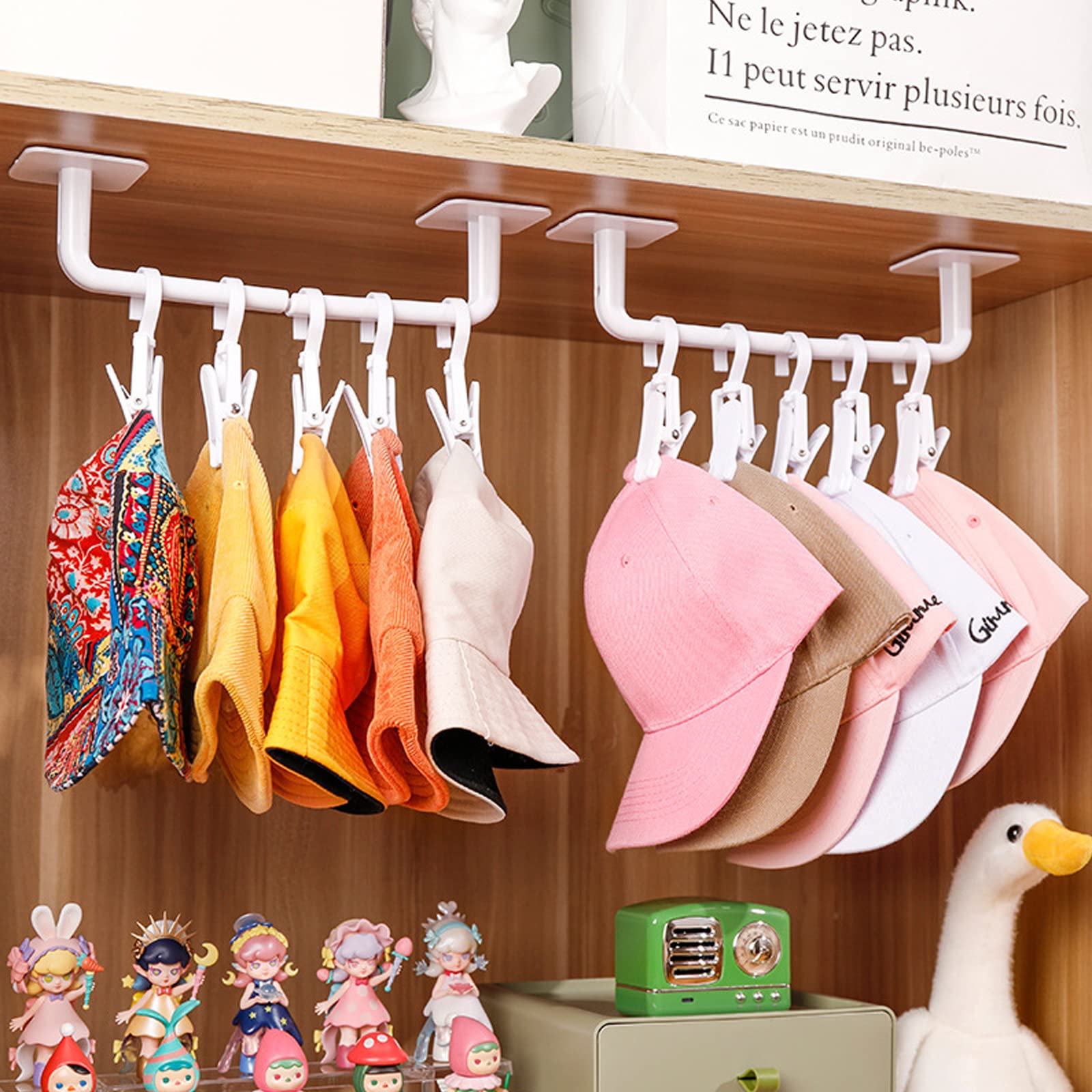 Resdenio 2-Pack Adhesive Wall Hat Rack - No Drill Baseball Cap Organizer Hooks for Door, Closet & Office - Strong Hat Holder Storage Solution for Bedroom, Dorm & Garage (Black) - Perfect for Organizing Caps, Hats & Accessories in Small Spaces