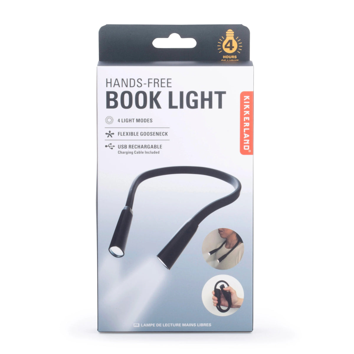 Kikkerland Hands Free Book Light - Rechargeable LED Reading Light for Books, Perfect for Night Reading, Studying, and Travel - Clip-On Design for Comfortable Hands-Free Use