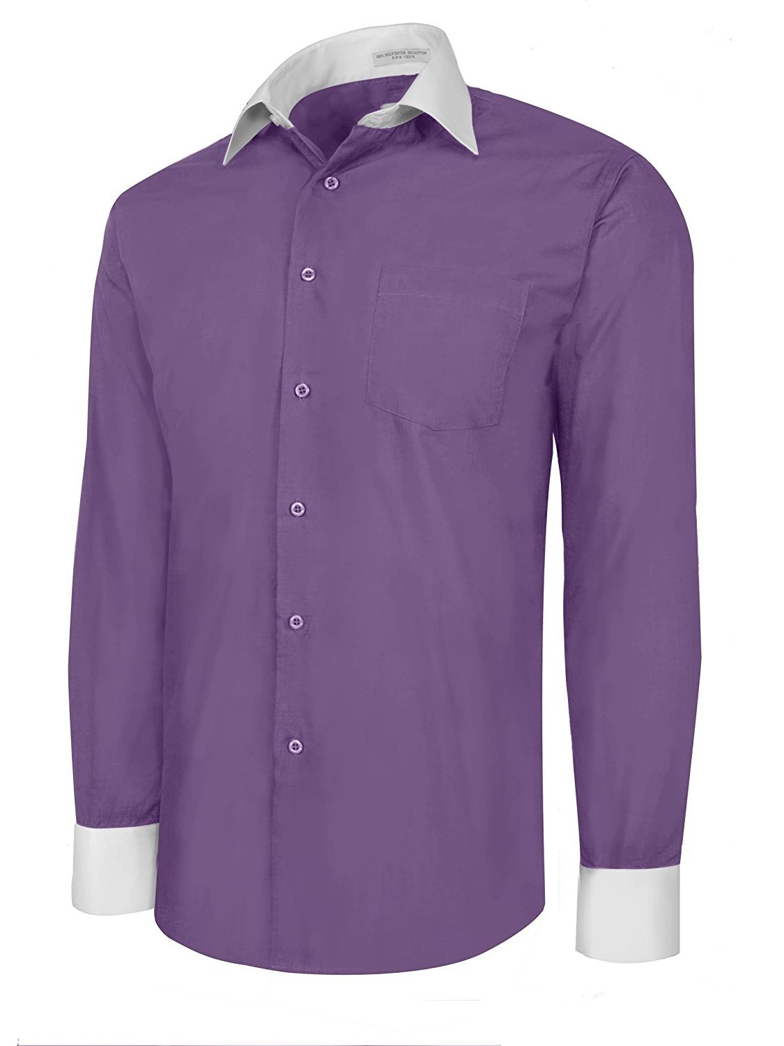 Berlioni Italy Men's Two-Tone Button-Front Dress Shirt - Formal & Business Casual Wear for Office, Wedding & Special Occasions