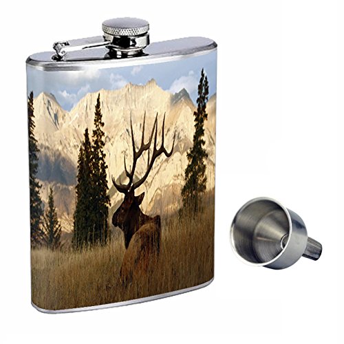 Premium 8oz Stainless Steel Whiskey Flask with Free Funnel - Leakproof & Durable Design for Outdoor Adventures, Camping, Gifts & Travel Accessories | Elk Perfection In Style D-002