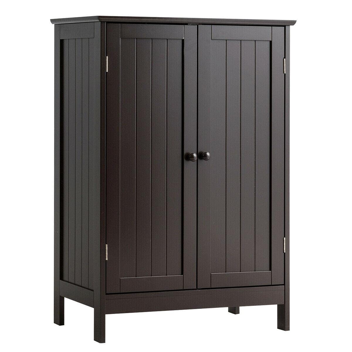 KHN Double Door Floor Cabinet - Brown Bathroom Storage Cabinet for Bathroom Organization | Bath Accessories Set & Decor for Small Spaces