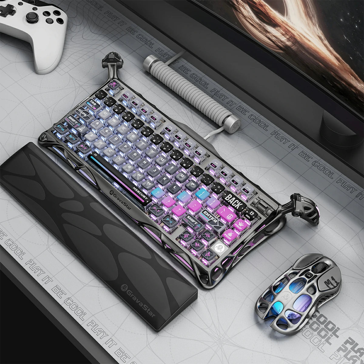 Mercury K1 Pro Special Edition Cyberpunk Gaming Keyboard - Mechanical RGB Backlit for PC, Mac, PS5 - Perfect for Esports, FPS & MMO Gaming