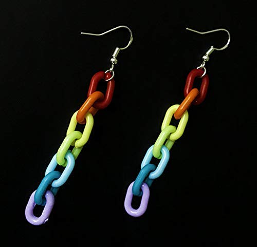 KaFu Lightweight Rainbow Resin Acrylic Chain Earrings - Fashionable Transparent Color Dangle Earrings for Women & Girls | Perfect for Parties, Date Nights & Everyday Wear