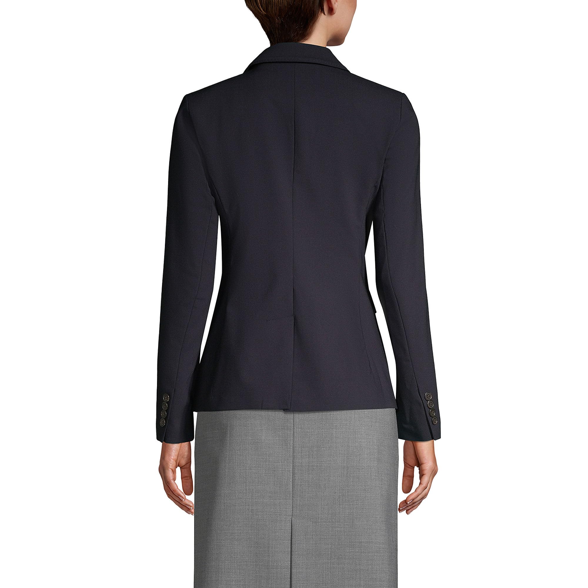 Lands' End Women's Washable Wool Blazer - Classic Two Button Jacket for Office, Business Meetings & Professional Wear