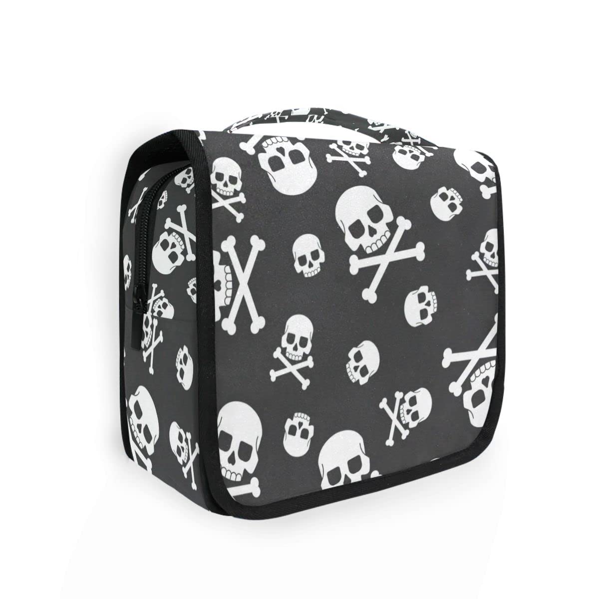 Scary Skull Bones Hanging Toiletry Bag - Lightweight Travel Cosmetic Organizer for Men & Women - Perfect for Travel, Brushes, Makeup, Camping & Gym Essentials
