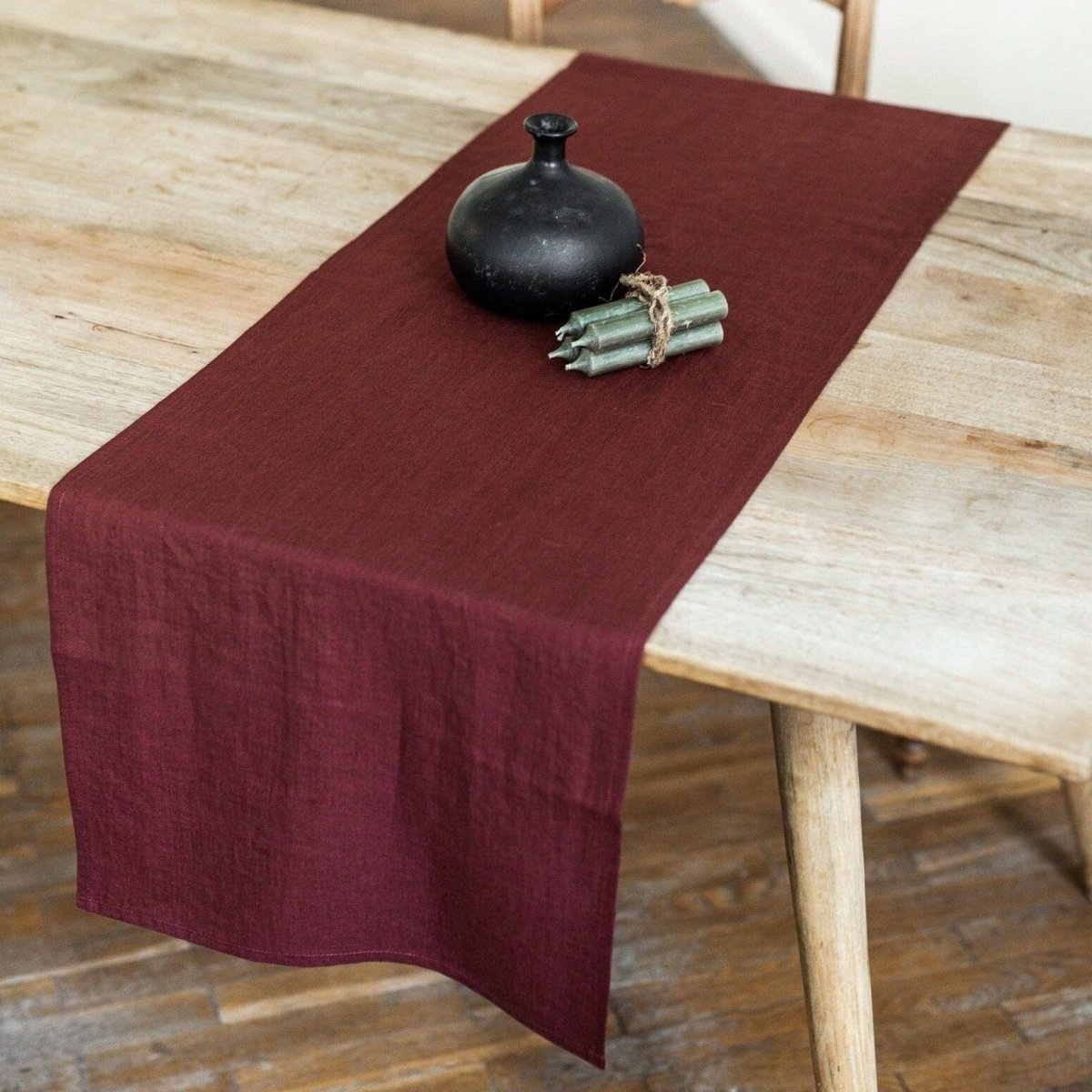 Elegant Terracotta Red Linen Table Runner - Handmade 100% Natural Cotton Table Decor for Dining Room, Wedding, Party & Holiday Decorations