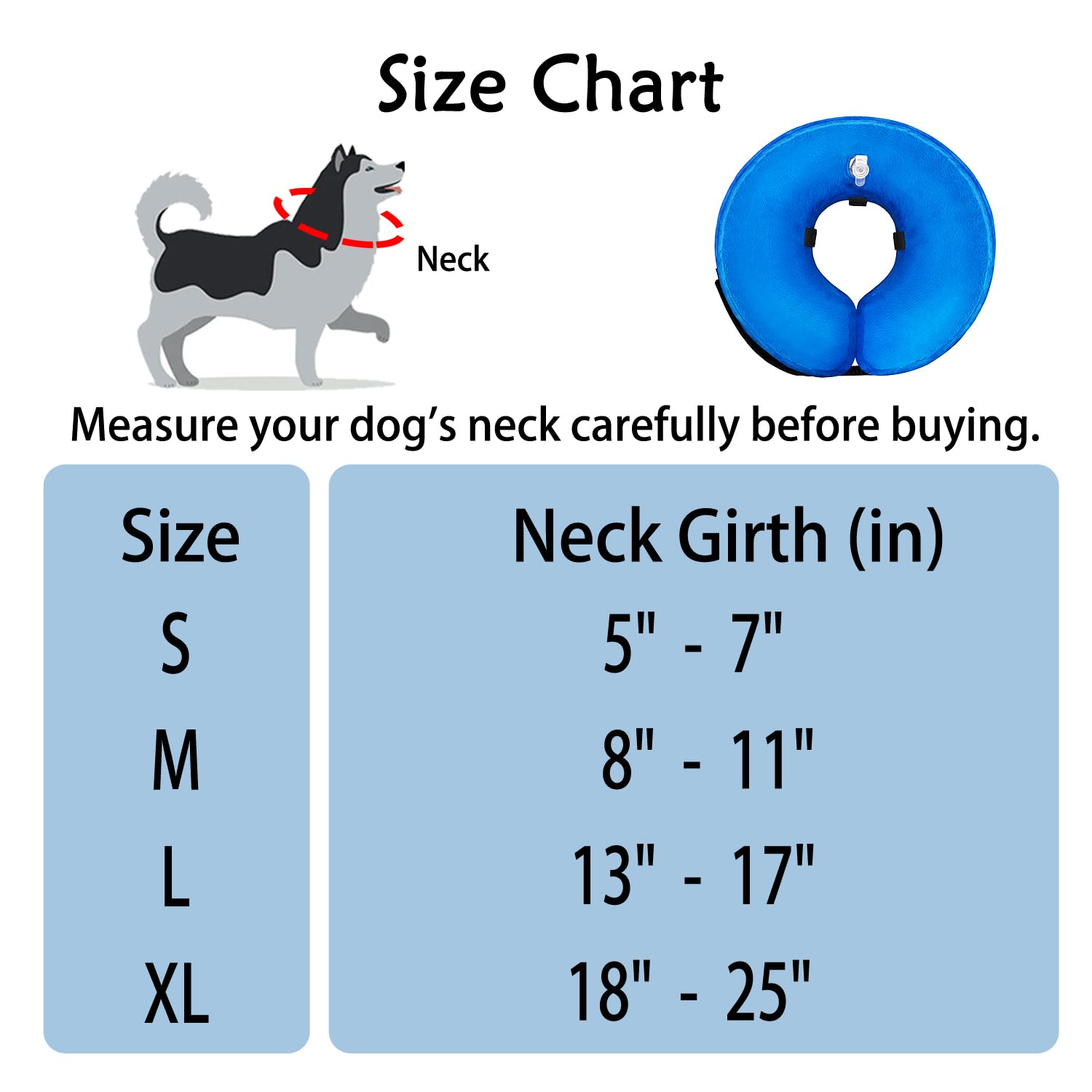 **Inflatable Dog Cone Collar for Small, Medium & Large Dogs – Soft E-Collar Alternative for Post-Surgery Recovery, Adjustable Neck Donut for Comfort – Perfect for Wound Protection & Stress-Free Healing (Ideal for Licking, Scratching & Vet Visits)**