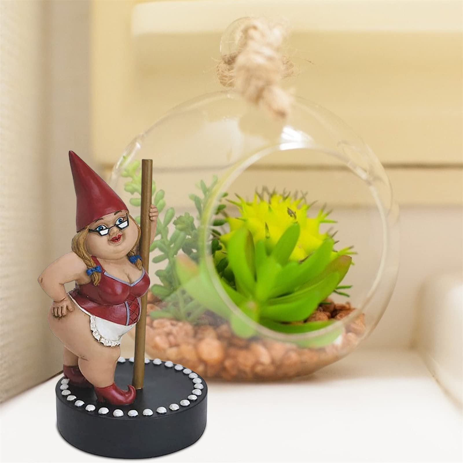 Funny Outdoor Garden Gnome Statue - Sexy Red Pole Dancing Goblin Decor for Lawns, Patios & Gardens | Unique Gift for Garden Lovers & Humor Enthusiasts