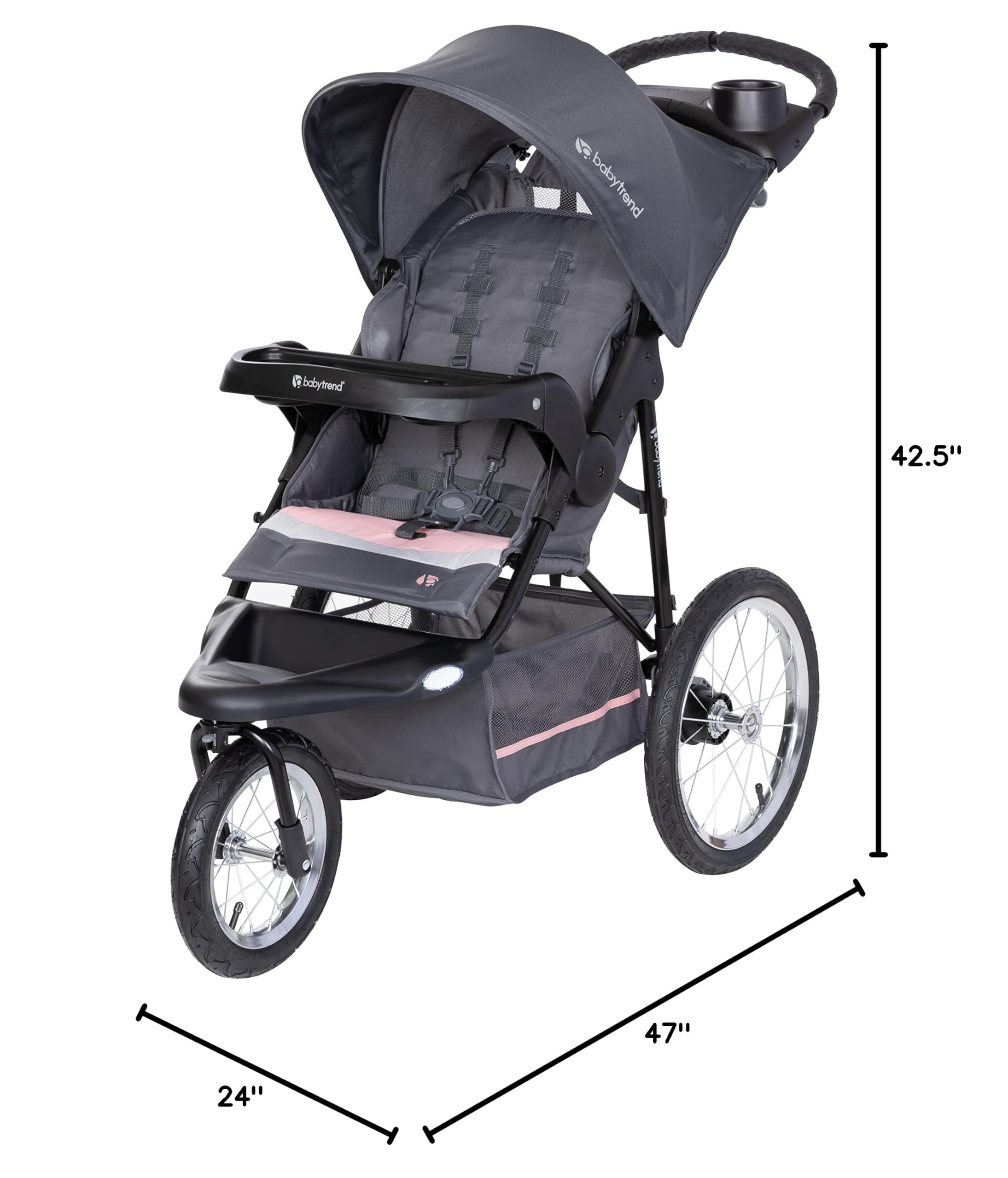 Baby Trend Expedition® Jogger Stroller - Lightweight & Compact, Dash Pink for Newborns & Toddlers | Perfect for Outdoor Walks, Jogging & Travel