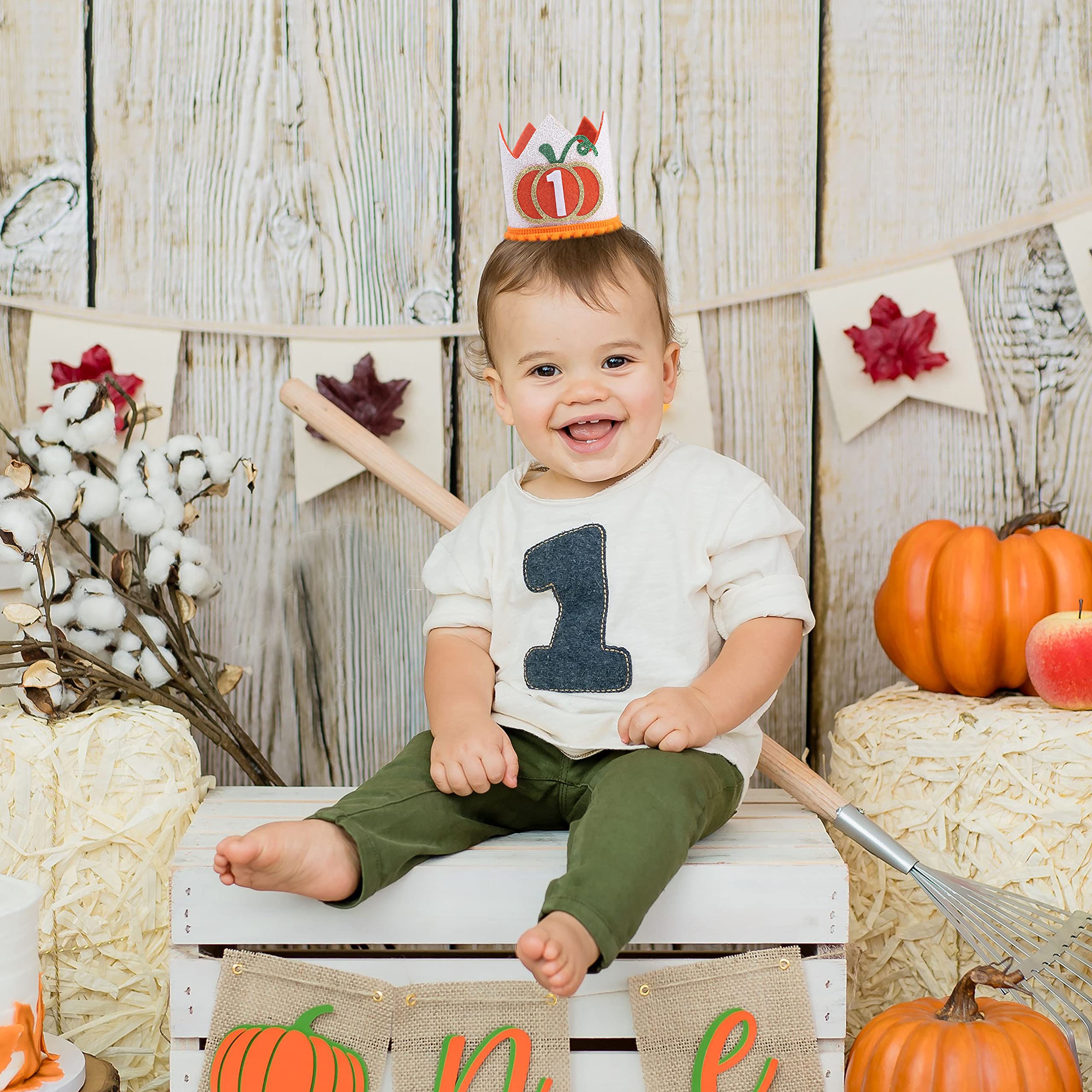 WAOUH Little Pumpkin 1st Birthday Crown - Adorable Baby Girl's First Birthday Hat for Fall Harvest Party Decorations | Perfect for Autumn Birthday Photos, Baby Showers & Seasonal Celebrations
