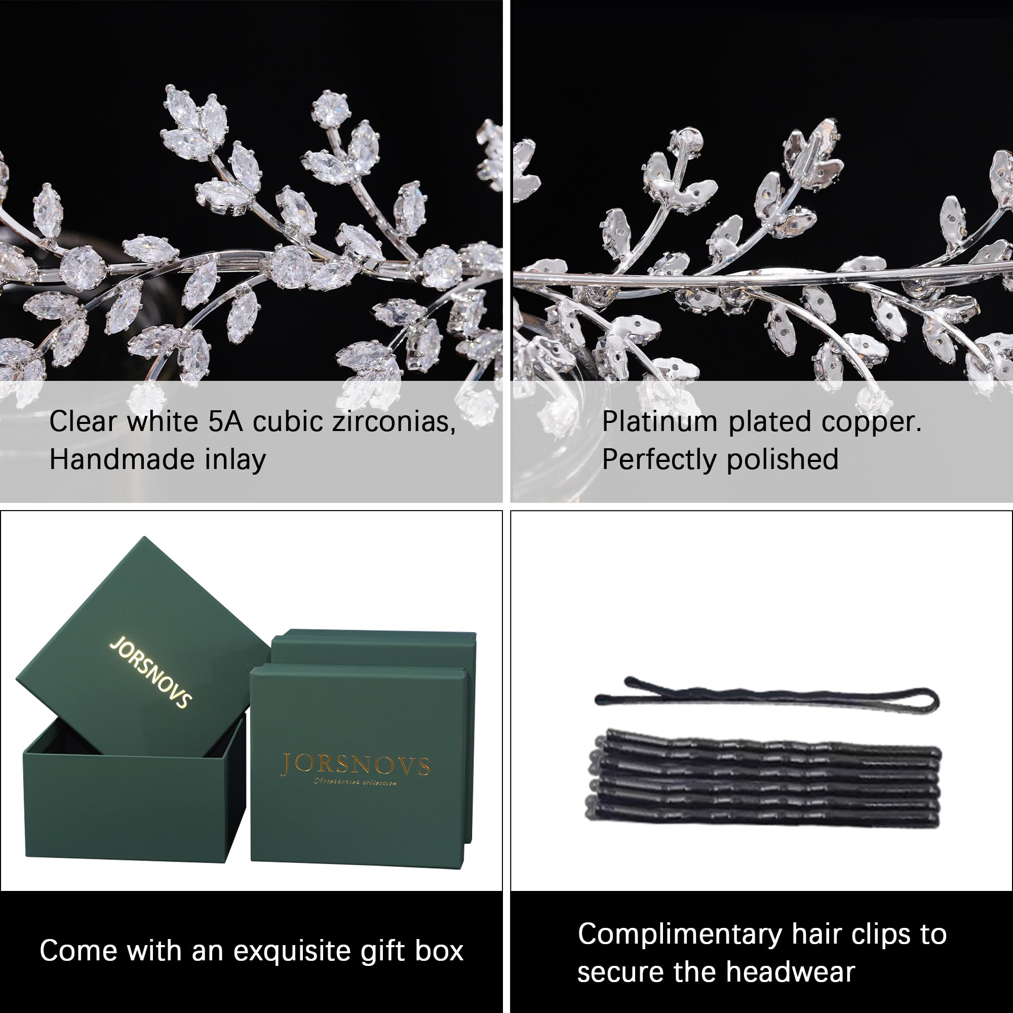 Jorsnovs Fashion Bridal Headpiece - Elegant Wedding Hair Accessory with Cubic Zirconia for Brides & Women | Perfect for Weddings, Prom, Birthday Gifts & Special Occasions