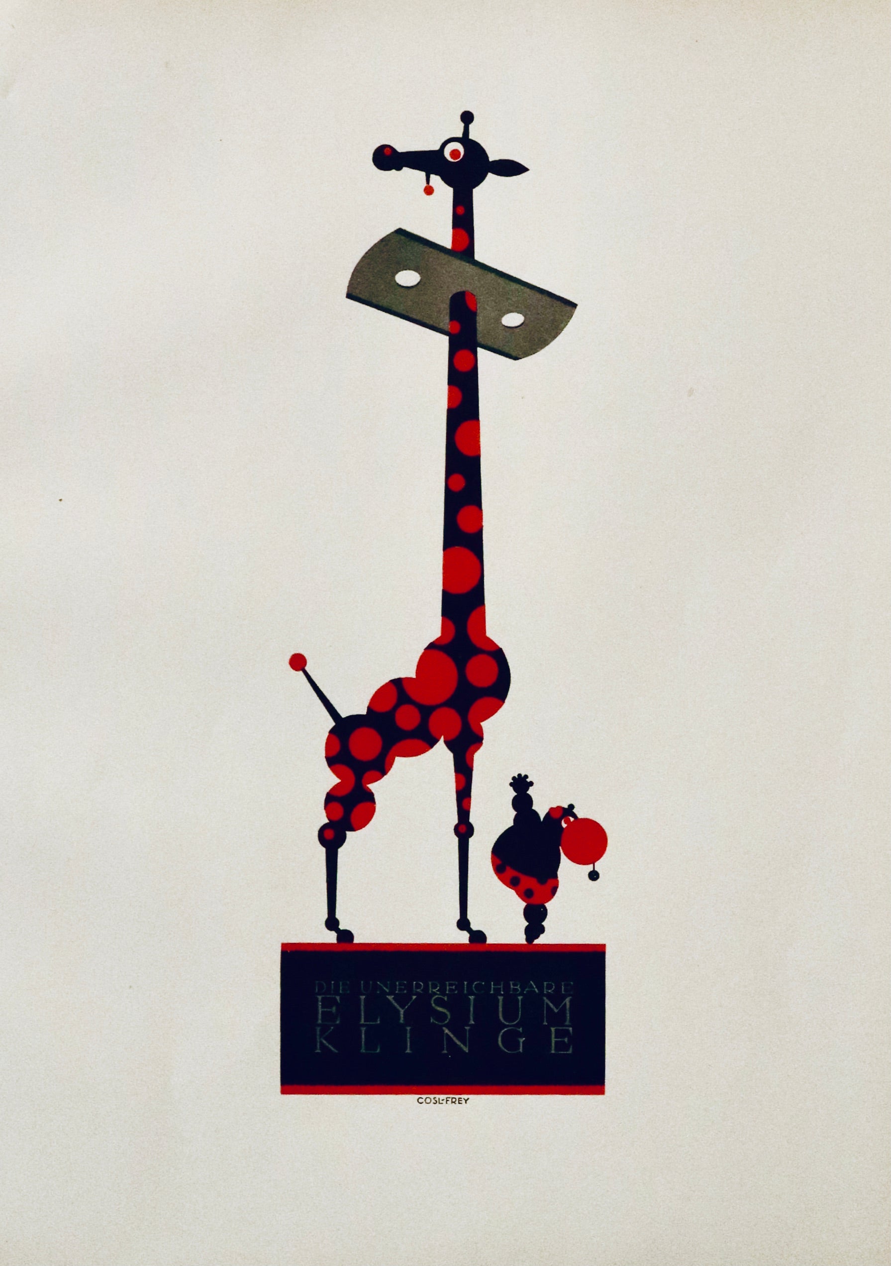 Vintage 1923 Austrian Art Deco Poster - Elysium Klinger Giraffe Design | Wall Art Decor for Living Room, Office & Retro Themed Spaces