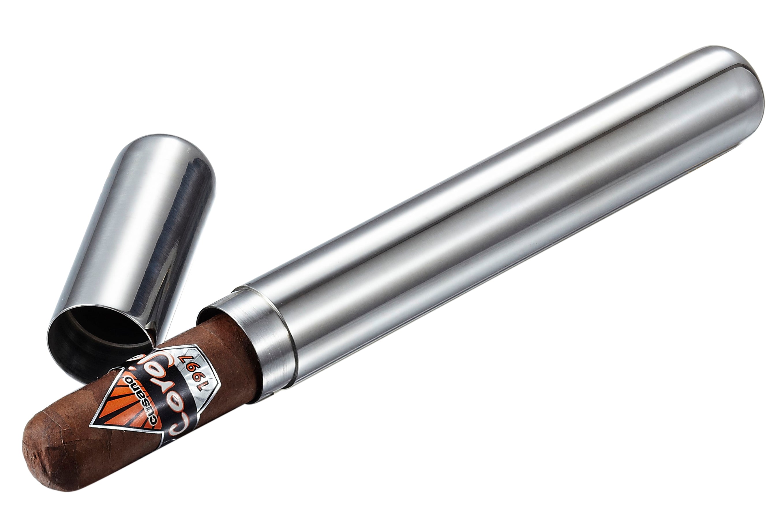 Premium Stainless Steel Cigar Tube - Airtight Travel Humidor for Cigars - Perfect for Outdoor Adventures, Camping & Gifting