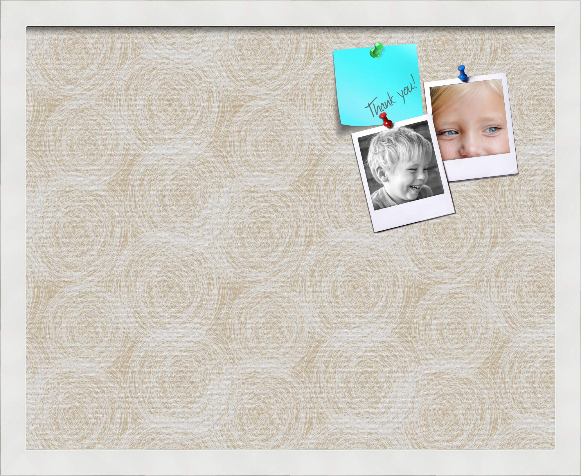 PinPix ArtToFrames 14x18 Inch Custom Cork Bulletin Board with Fabric-Style Canvas Finish - White Satin Frame for Office, Home, or Classroom Decor (PinPix-1925) - Perfect for Displaying Photos, Notes, and Artwork