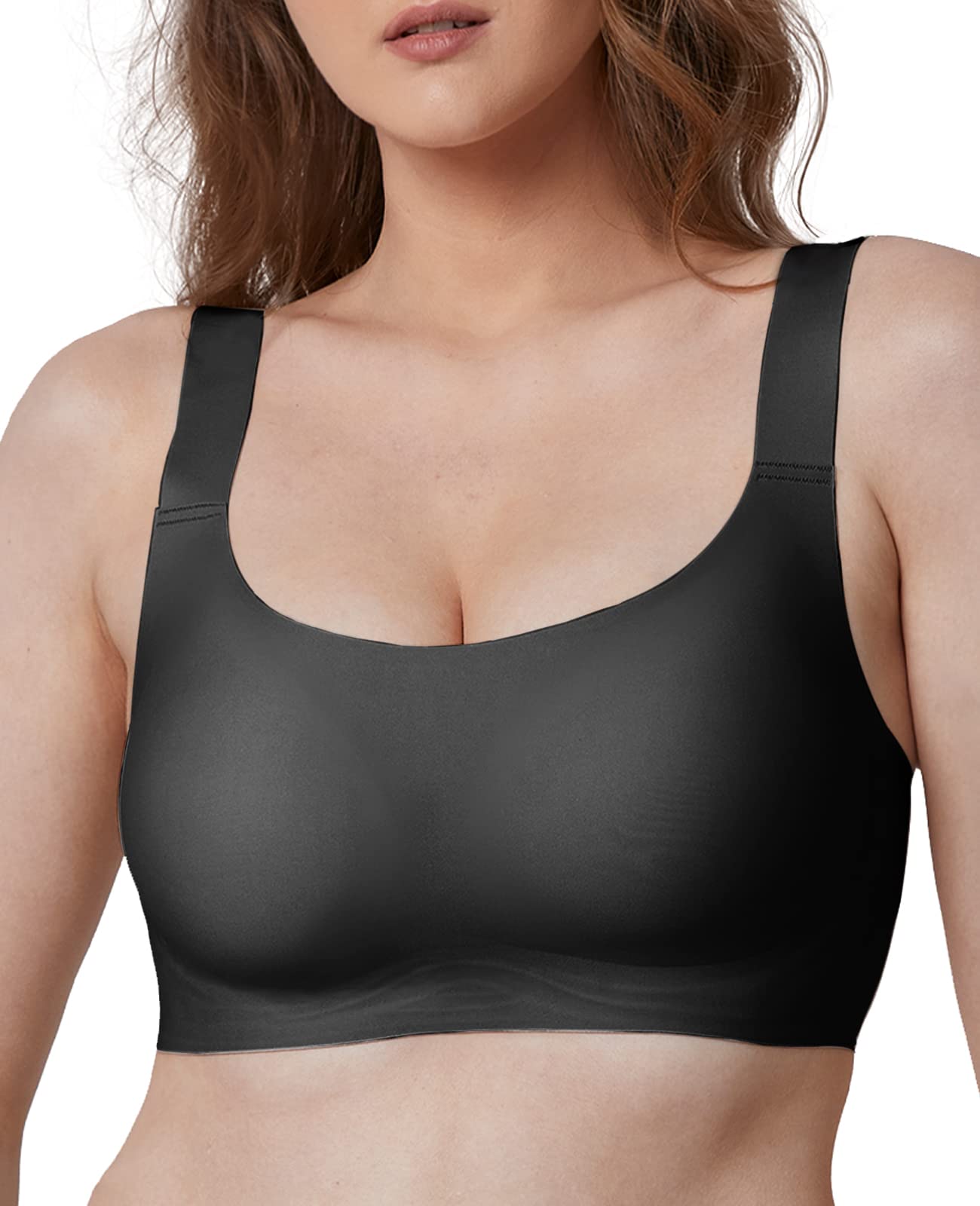 FORLEST Women's Full Coverage Minimizer Bra - Wireless Seamless Deep Cup Bra That Hides Back Fat - Comfortable No Underwire Bra for Everyday Wear, Work & Yoga