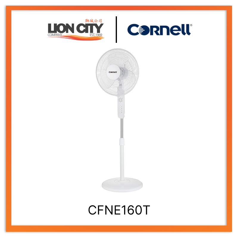 Cornell CFNE160T 16-Inch Stand Fan with Timer - Quiet Oscillating Floor Fan for Home, Office, and Bedroom Cooling | Energy Efficient with 3 Speed Settings