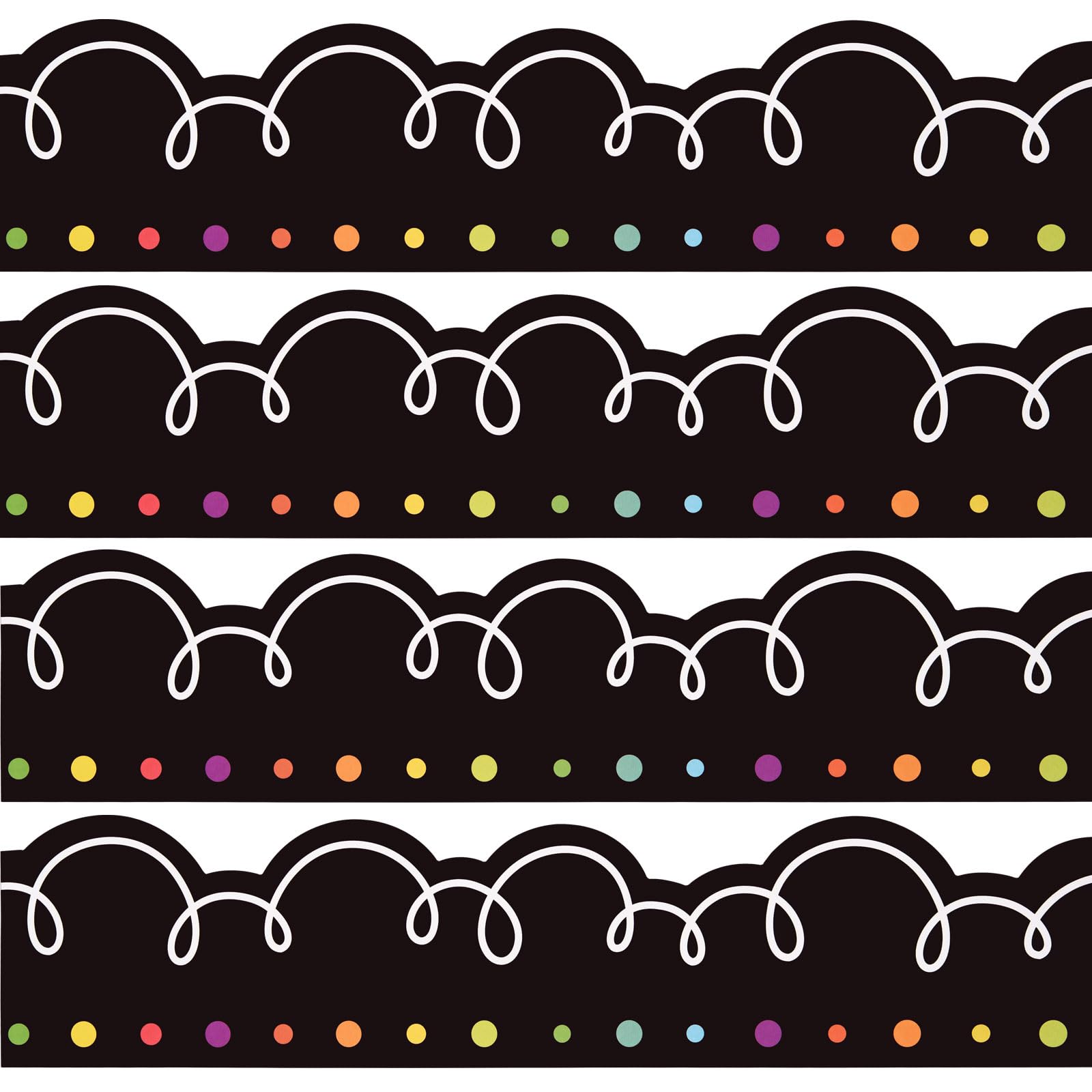 AWIZOM 72 Feet Black and White Squiggles Bulletin Board Border - Die-Cut Scalloped Classroom Trim for Desk, Wall Decor, School, Homeschool & Back to School - Perfect for Classroom Organization, Homeschool Decorations and Creative Learning Spaces