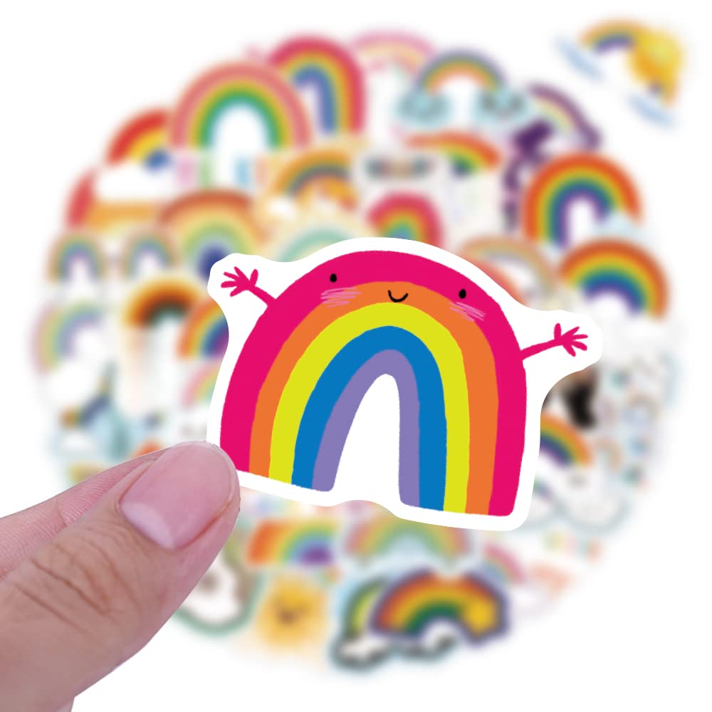 50pcs Colorful Rainbow Vinyl Stickers - Waterproof VSCO Aesthetic Decals for Water Bottles, Laptops, Phones, Skateboards - Perfect for Teens, Girls & Kids Room Decor, School Supplies & DIY Crafts