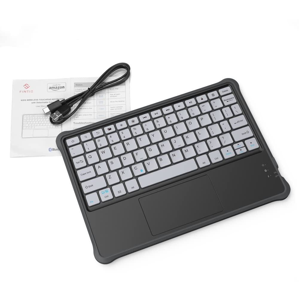 Amazon Kids Bluetooth Keyboard - Compatible with 10” Fire Kids Pro & Fire Kids Tablets | Wireless Keyboard for Children | Perfect for Homeschooling & Online Learning (Black)