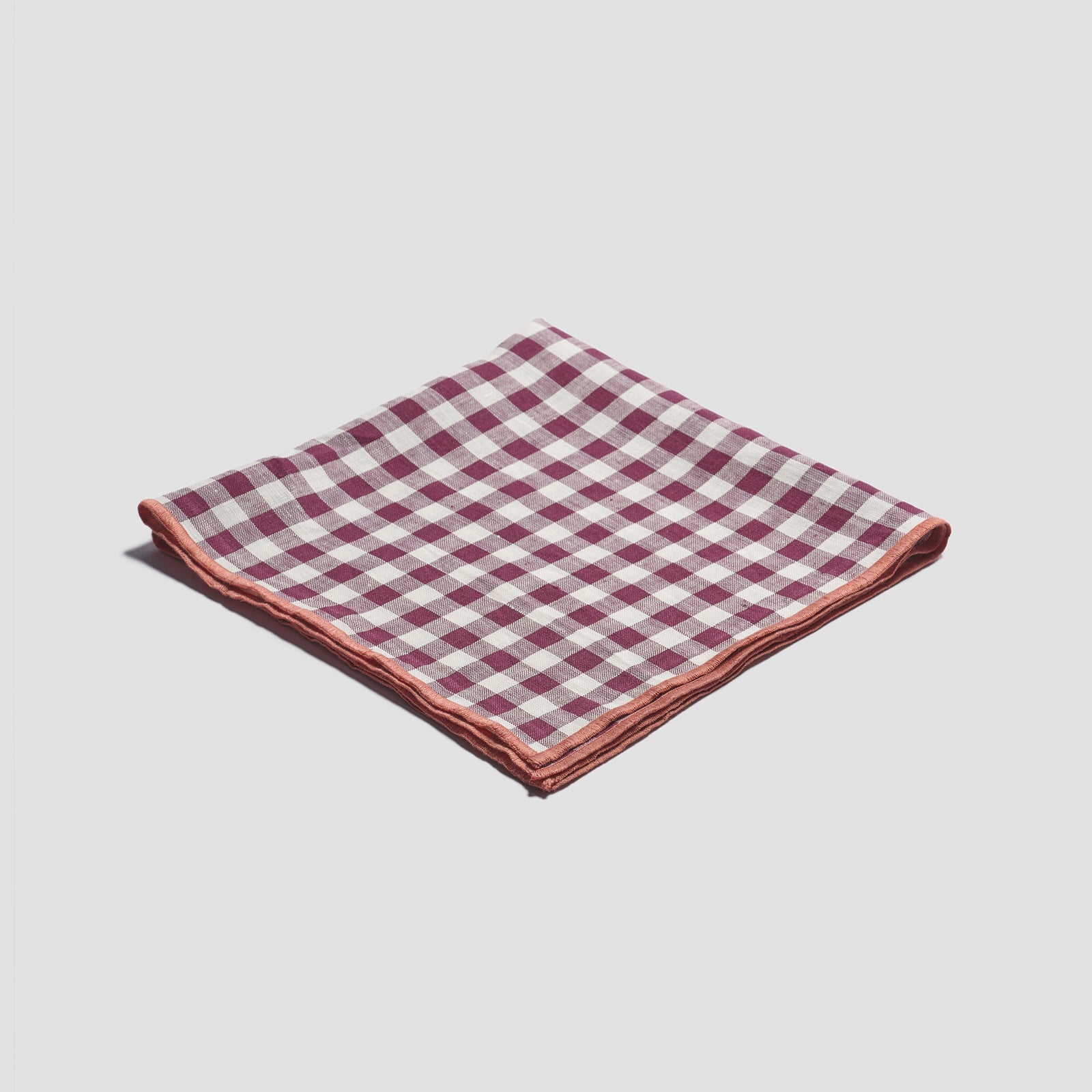 Premium 100% Linen Napkins Set of 4 - Berry Gingham Pattern - Elegant Table Linens for Dinner Parties, Weddings & Home Decor
