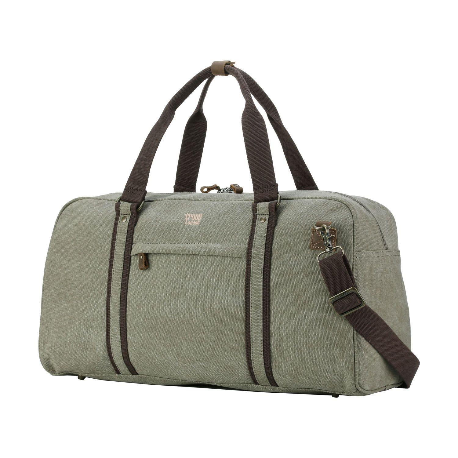 TRP0389 Troop London Classic Canvas Travel Duffel Bag - Large Water-Resistant Holdall for Gym, Weekend Trips & Air Travel | Durable Carry-On Luggage for Men & Women