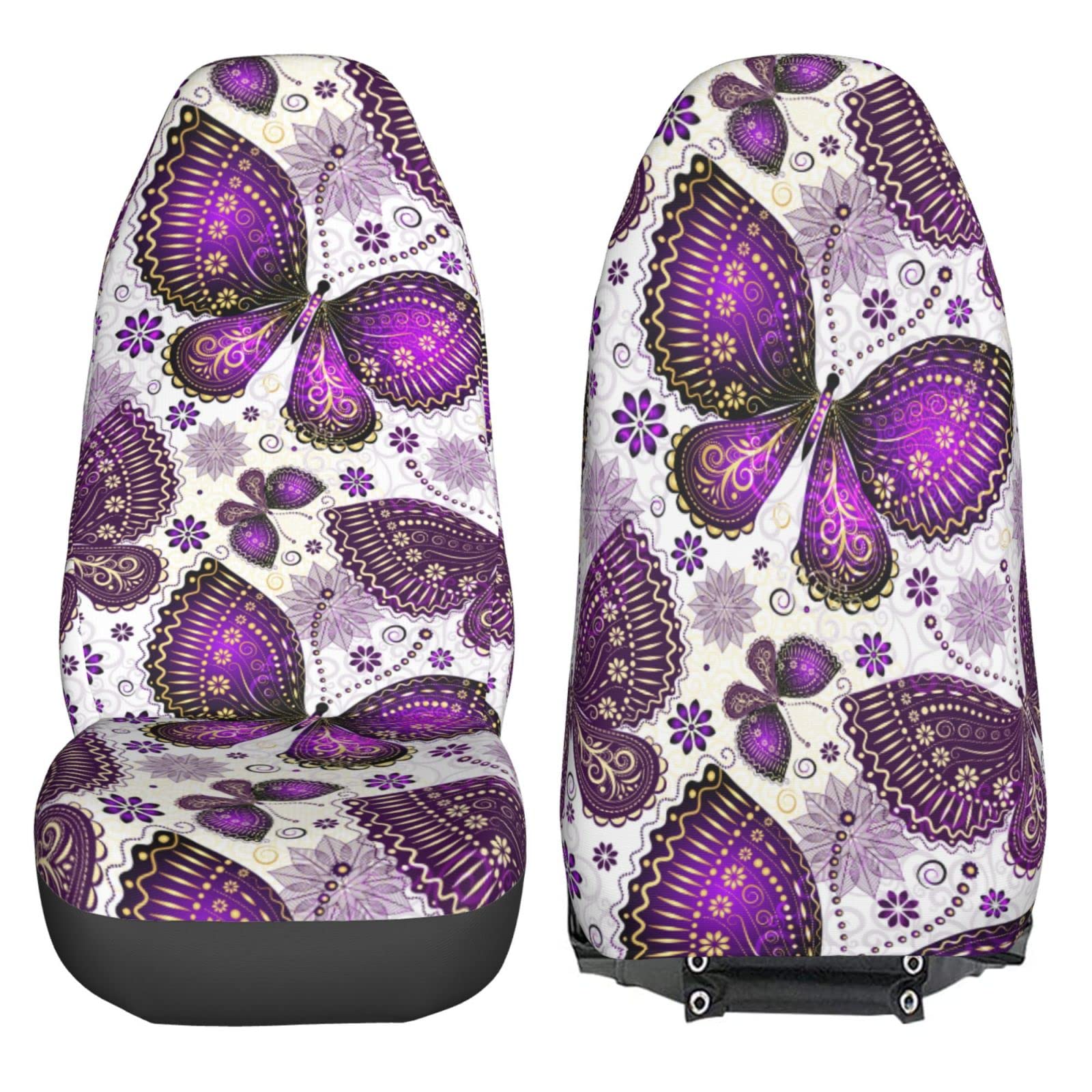 Premium Delerain 2-Piece Car Seat Covers with Butterfly Design - Universal Fit for Most Cars, SUVs, Sedans & Trucks - Interior Protection & Style Upgrade for Daily Commute, Road Trips & Family Travel